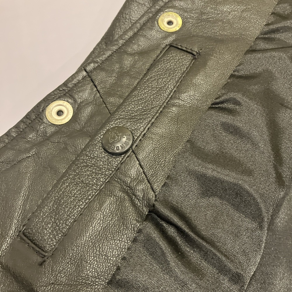 Branded Garments Black Leather Vest Joe Camel Cigarettes Logo Women's L Pockets - Picture 7 of 12